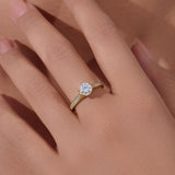 Round Cut White Stone with Yellow Gold and White Gold Plating Engagement Ring