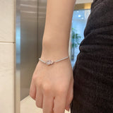 Princess Cut and Heart Cut Cubic Zirconia Duo Bracelet in Sterling Silver