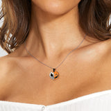 Halloween Double-Sided Pumpkin & Skull Design Necklace In Sterling Silver