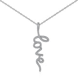 Love Script CZ Necklace in 925 Sterling Silver