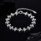 Shiny round cut moissanite bracelet, rhodium plated, 925 sterling silver
