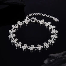 Shiny round cut moissanite bracelet, rhodium plated, 925 sterling silver
