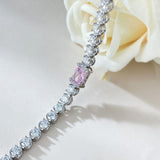 Pristine Radiant Cut Pink Stone Bracelet with White Accent Stones for Women