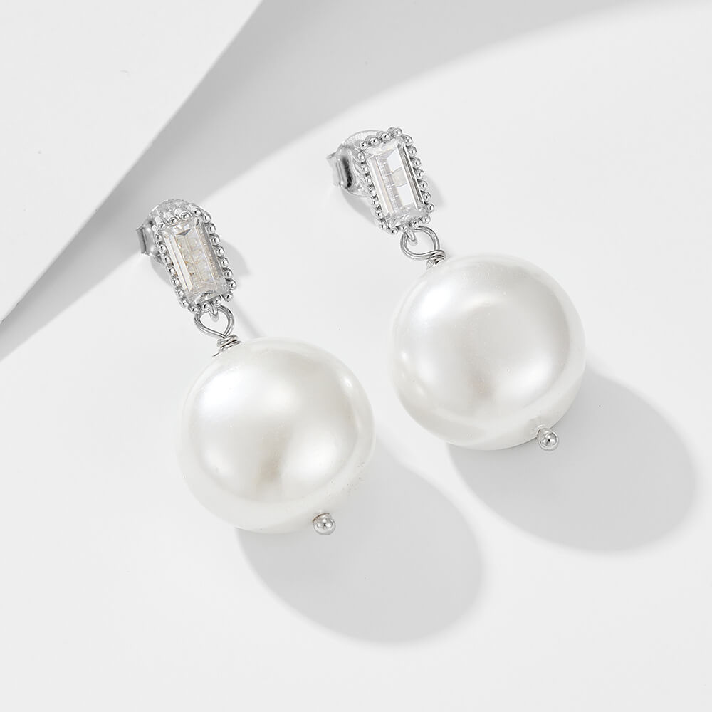 Radiant Pearl Drop Earrings In Sterling Silver For Woman