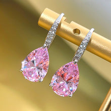 Luxurious Pear Cut Pink Stone 925 Sterling Silver Earrings