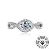 Solarii Moissanite Twist 1.0ct Round Cut 925 Sterling Silver Engagement Ring