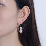 Elegant Baroque Pearl Drop Earrings In Sterling Silver For Woman