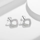 Moissanite 925 Sterling Silver Geometric Round Cut Drop Earrings