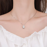 Round Cut Moissanite Tiara Necklace with White Gold Plating, 925 Sterling Silver