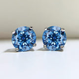 Brilliant Round Cut 925 Sterling Silver 4 Prong Stud Earrings