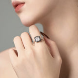 Emerald Cut Sterling Silver Engagement Ring