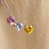 Heart Cut CZ Necklace in 925 Sterling Silver