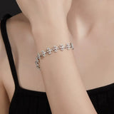 Shiny round cut moissanite bracelet, rhodium plated, 925 sterling silver