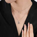 Layered Moon&Star Deaign 925 Sterling Silver Necklace