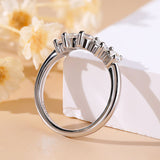 Round Cut White Gold Plated 925 Sterling Silver Moissanite Five-Stone Wedding Ring
