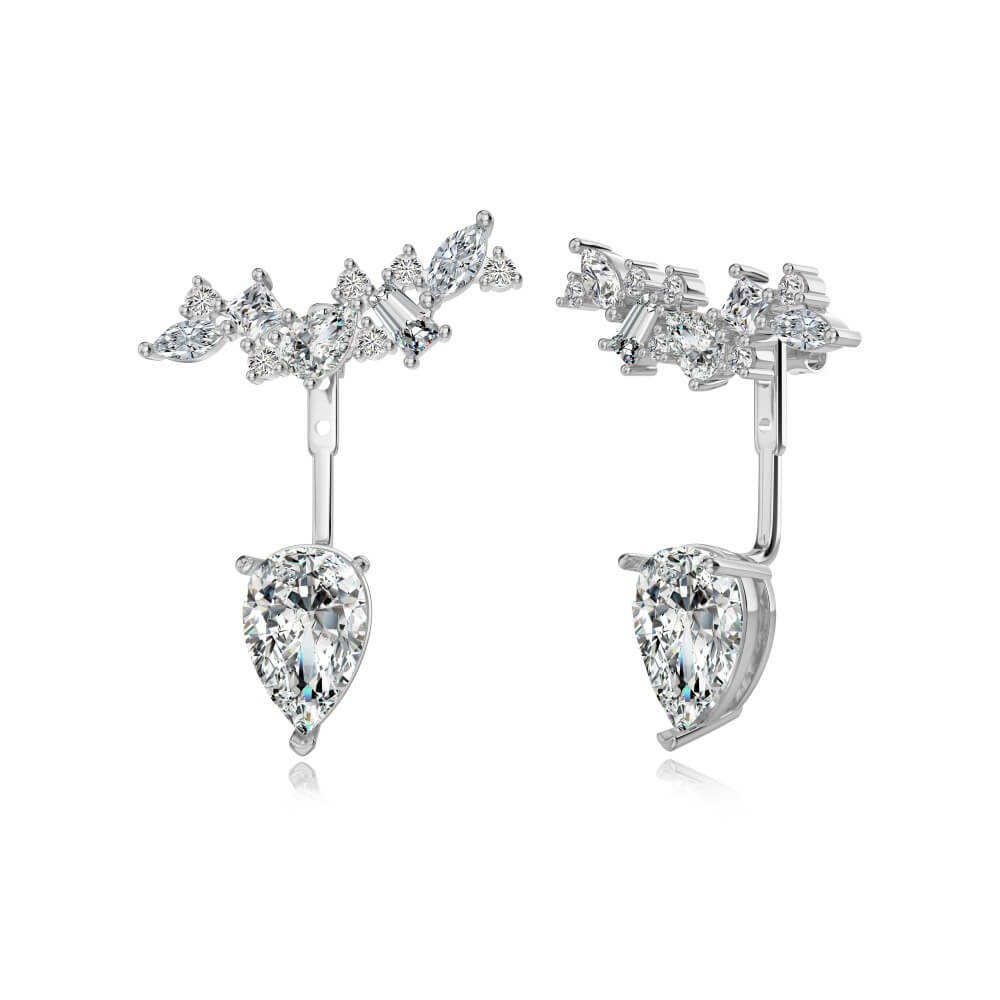 Pear Cut 925 Sterling Silver Drop Earrings