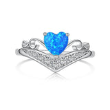 Heart of the Ocean: White Gold Heart Cut Blue Stone Ring