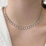 Elegant Beaded Round Cut Necklace in 925 Sterling Silver