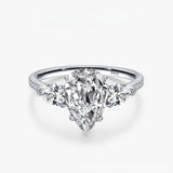 Glamorous 925 Sterling Silver 5.0ct Pear Cut Engagement Ring