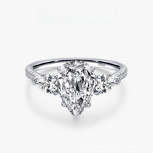 Glamorous 925 Sterling Silver 5.0ct Pear Cut Engagement Ring