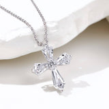 Exquisite CZ Cross Sterling Silver Necklace