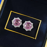 Vintage Rose Cut Pink Stone 925 Sterling Silver Earrings