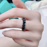 Halloween Moissanite Round Cut Black Stone Sterling Silver Wedding Band