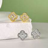 925 Sterling Silver Four Leaf Clover Stud Earrings