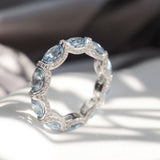 Solarii X Lustrous Oval Cut Aquamarine Blue Wedding Ring In 925 Sterling Silver