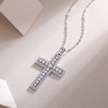 Princess Cut Moissanite Cross Necklace with White Gold Plating, 925 Sterling Silver