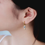 Fish-Shaped Drop Earrings with Blue Zirconia | Solarii Jewelry