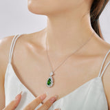 Pear Cut Multi Color Halo Sterling Silver Necklace