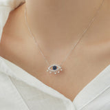 Blue Stone Evil Eye Sterling Silver Necklace