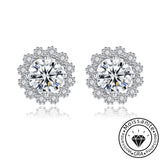Solarii Moissanite Round Cut Flower Design 925 Sterling Silver Stud Earrings