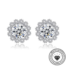 Solarii Moissanite Round Cut Flower Design 925 Sterling Silver Stud Earrings
