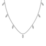 Marquise Cut Green Stone Necklace in 925 Sterling Silver