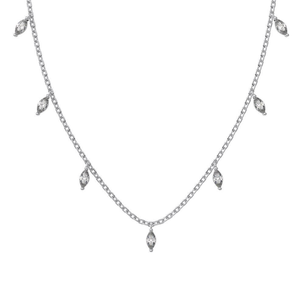 Marquise Cut Green Stone Necklace in 925 Sterling Silver