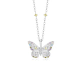 Opulent Round Cut Butterfly Design 925 Sterling Silver Necklace