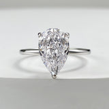 Pear Shaped White Cubic Zirconia Engagement Ring, Dual Plating in White Gold and Yellow Gold, 925 Sterling Silver.