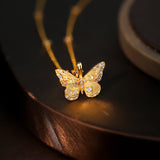 Opulent Round Cut Butterfly Design 925 Sterling Silver Necklace