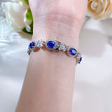 Exquisite Oval Cut Blue Stone Bracelet for Women