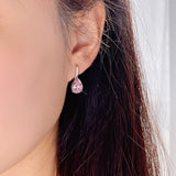 Luxurious Pear Cut Pink Stone 925 Sterling Silver Earrings