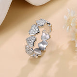 Heart Hollow Design Round Cut White Gold Plated 925 Sterling Silver Moissanite Ring