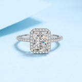 Moissanite 2.0ct Halo Radiant Cut 925 Sterling Silver Engagement Ring