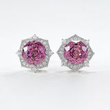 Vintage Rose Cut Pink Stone 925 Sterling Silver Earrings