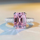 Gleaming Emerald Cut Pave Sterling Silver Engagement Ring