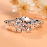 Solarii Moissanite 2.0ct Round Cut Crown Design 925 Sterling Silver Engagement Ring