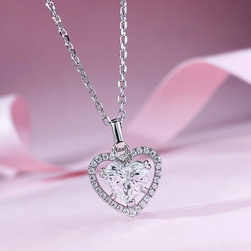Elegant Heart Cut 1.5ct 925 Sterling Silver Necklace