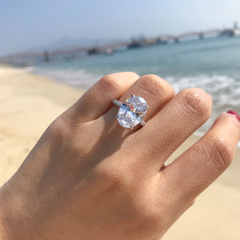 Gorgeous Oval Cut 8.0ct Sterling Silver Engagement Ring
