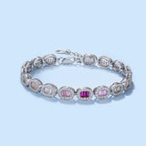Artistic Radiant Cut Bracelet for Women, accented with Pink Stone, Ruby, Aquamarine Blue, and Yellow Stones
